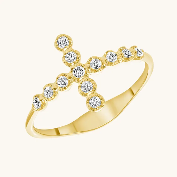 Happy Jewelers Rings Large Diamond Bubble Cross Ring