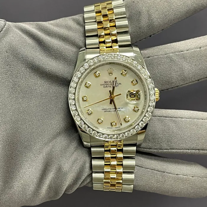Happy Jewelers Watches Rolex Datejust 36mm MOP Dial Watch Ref 16233