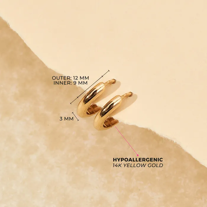 Kids Hoop Earrings Earrings 14k Gold Thick Polished 9mm Toddlers Kids Childrens Girls Earrings Hoop