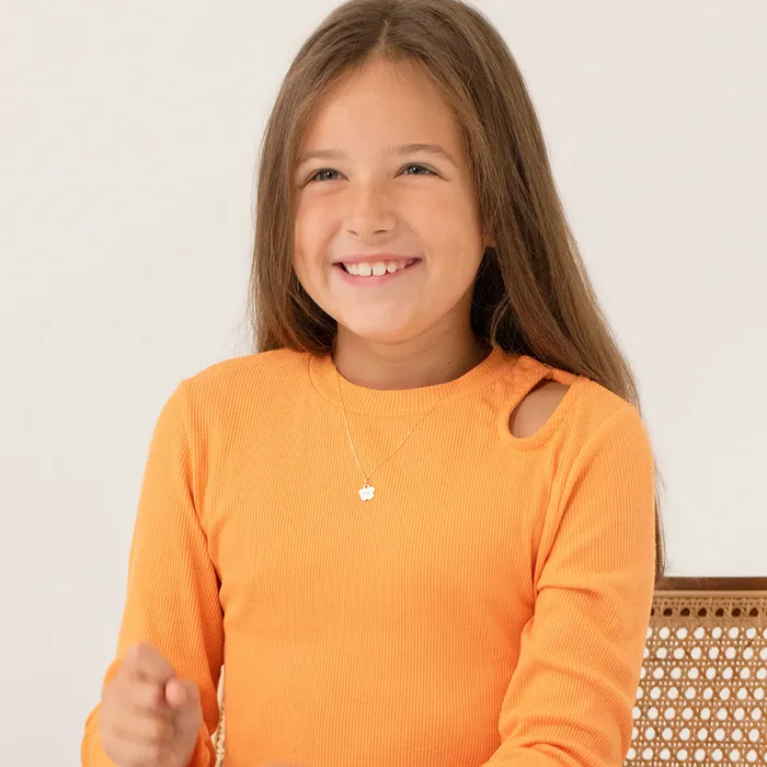 Kids Necklaces Pendants Necklaces 14k Gold Polished Flower Kids Childrens Girls PendantNecklace