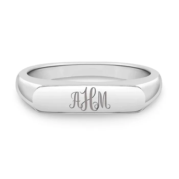 Kids Rings Rings Thin Flat Signet Size 47 Kids Teen Ring Engravable Sterling Silver