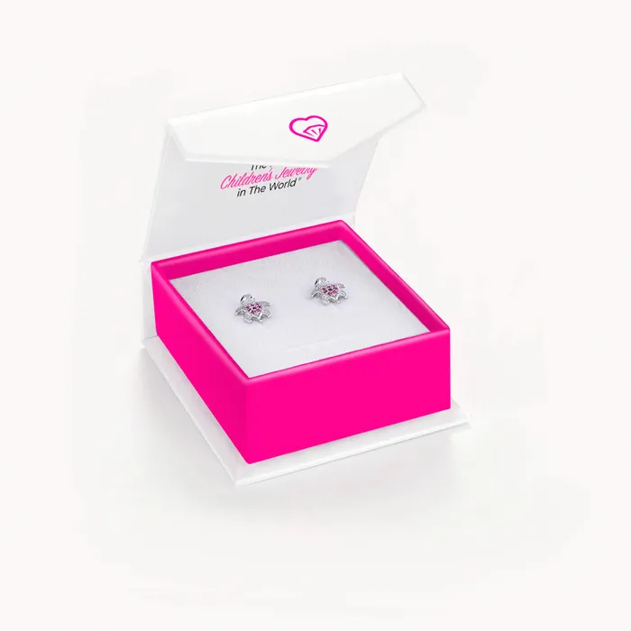 Kids Screw Back Earrings Earrings Adorable Turtle Kids Childrens Girls Earrings Screw Back Cubic Zirconia Sterling Silver