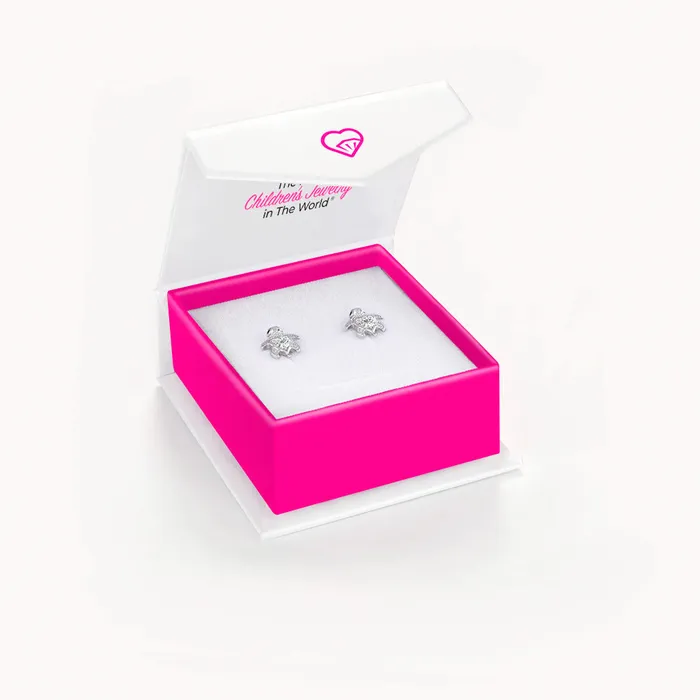 Kids Screw Back Earrings Earrings Adorable Turtle Kids Childrens Girls Earrings Screw Back Cubic Zirconia Sterling Silver