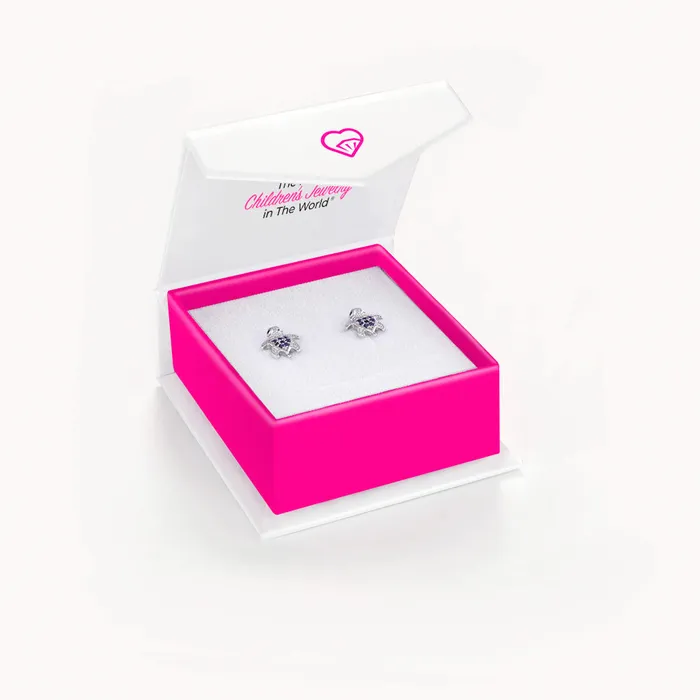 Kids Screw Back Earrings Earrings Adorable Turtle Kids Childrens Girls Earrings Screw Back Cubic Zirconia Sterling Silver