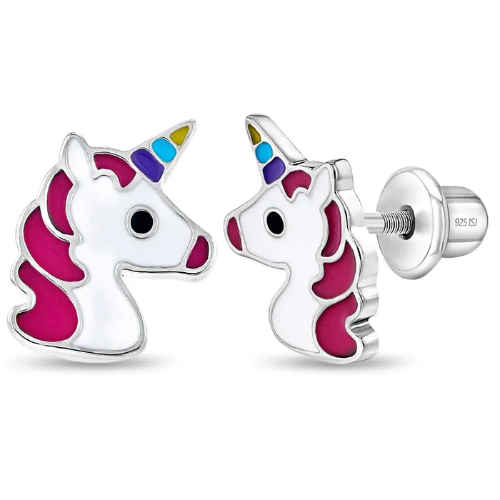 Kids Screw Back Earrings Earrings Rainbow Unicorn Kids Childrens Girls Earrings Screw Back Enamel Sterling Silver Kids Screw Back Earrings Earrings Rainbow Unicorn Kids Childrens Girls Earrings Screw Back Enamel Sterling Silver