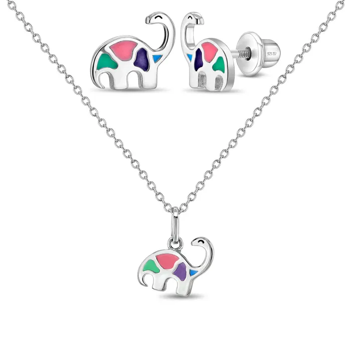 My Dinosaur Friend Kids Childrens Girls Jewelry Set Enamel Sterling Silver Kids Jewelry Sets Earrings My Dinosaur Friend Kids Childrens Girls Jewelry Set Enamel Sterling Silver Kids Jewelry Sets Earrings