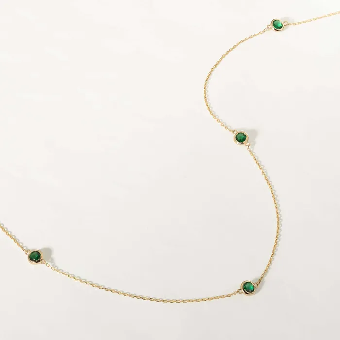 Necklaces Emerald Station Necklace Gelin Diamond