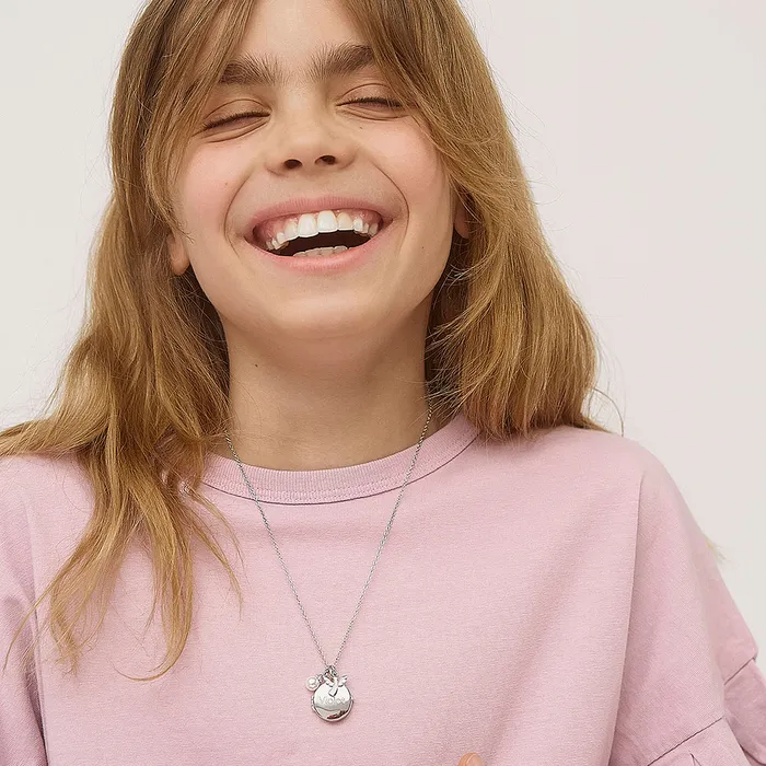 Necklaces Kids Locket Necklaces Religious Communion Kids Childrens Girls Round PendantNecklace With Charms Sterling Silver