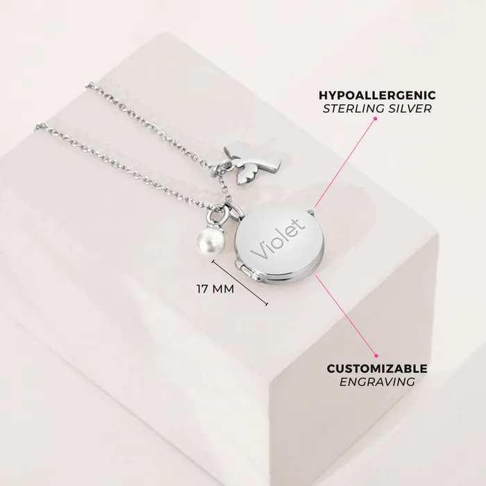 Necklaces Kids Locket Necklaces Religious Communion Kids Childrens Girls Round PendantNecklace With Charms Sterling Silver