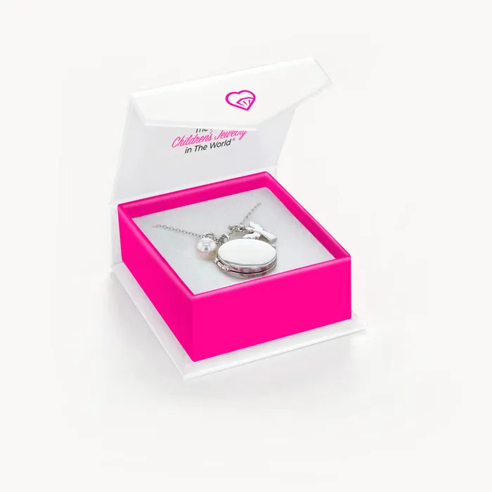 Necklaces Kids Locket Necklaces Religious Communion Kids Childrens Girls Round PendantNecklace With Charms Sterling Silver