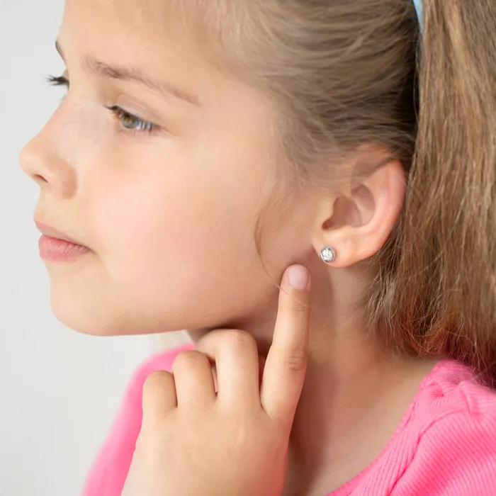Polished Baseball Kids Childrens Girls Earrings Screw Back Sterling Silver Kids Screw Back Earrings Earrings