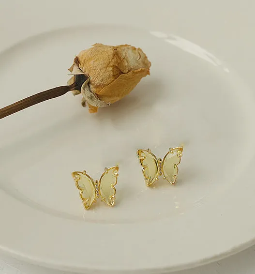 Refined by AnnaKaci Earrings Pale Yellow Translucent Butterfly Earrings