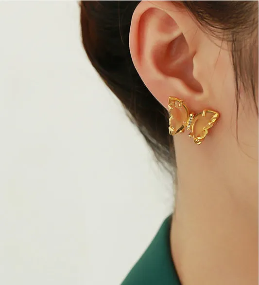 Refined by AnnaKaci Earrings Pale Yellow Translucent Butterfly Earrings