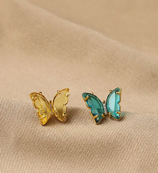 Refined by AnnaKaci Earrings Pale Yellow Translucent Butterfly Earrings