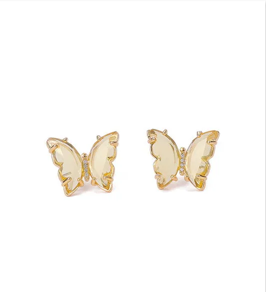 Refined by AnnaKaci Earrings Pale Yellow Translucent Butterfly Earrings