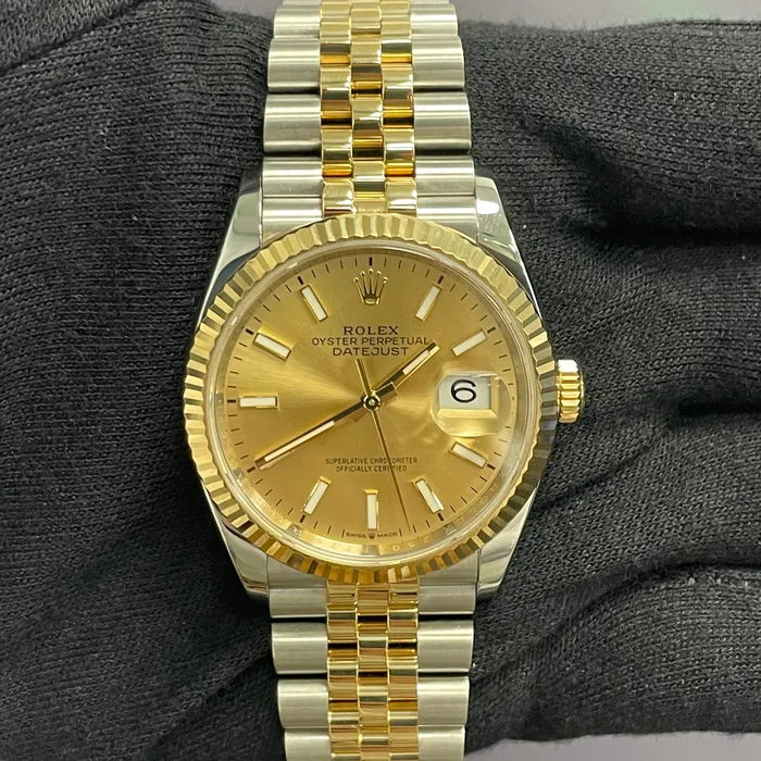 Rolex Datejust 36mm Champagne Dial Watch Ref 126233 Happy Jewelers Watches