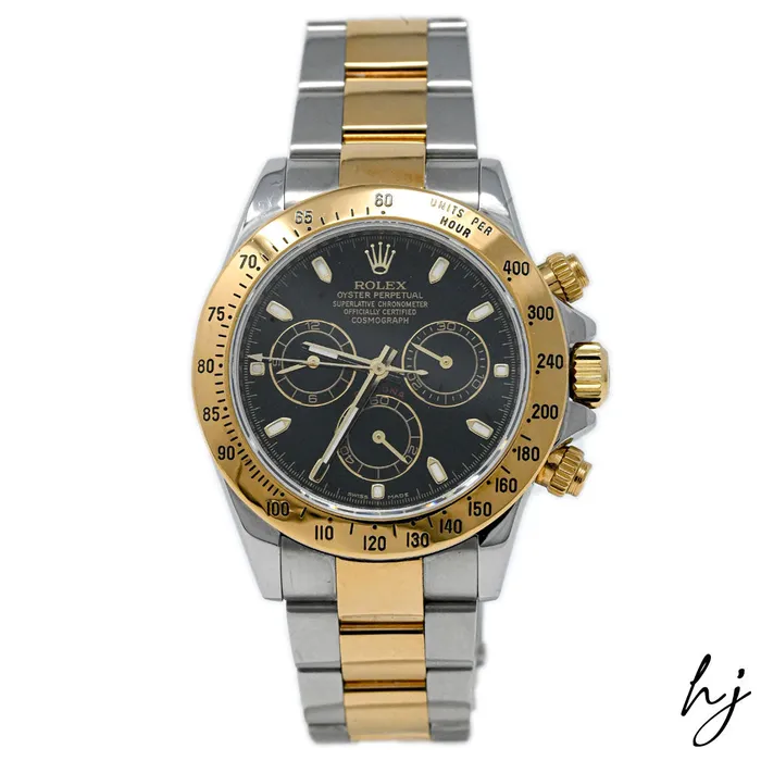Rolex Mens Daytona 18K Yellow Gold Steel 40mm Black Stick Dial Watch Reference 116523 Happy Jewelers Earrings Rolex Mens Daytona 18K Yellow Gold Steel 40mm Black Stick Dial Watch Reference 116523 Happy Jewelers Earrings