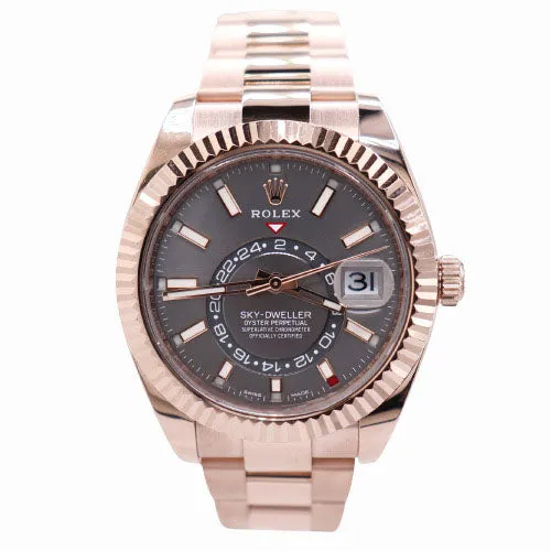Rolex Mens SkyDweller 18K Rose Gold 42mm Rhodium Stick Dial Watch Ref 326935 Happy Jewelers Earrings Rolex Mens SkyDweller 18K Rose Gold 42mm Rhodium Stick Dial Watch Ref 326935 Happy Jewelers Earrings