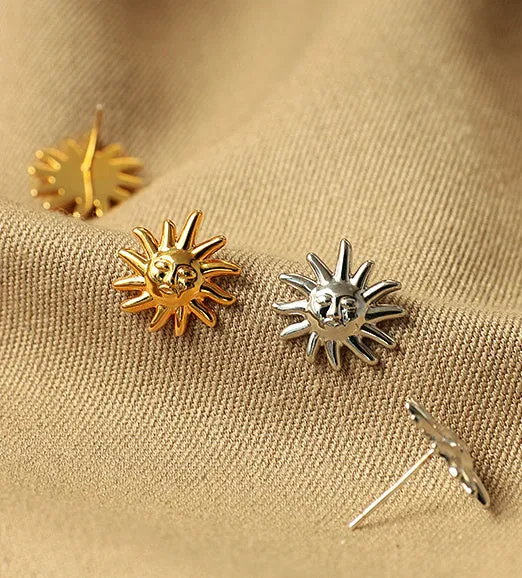 Sun Face Ear Studs Refined by AnnaKaci Earrings