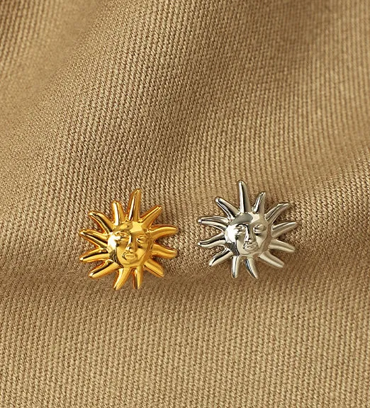 Sun Face Ear Studs Refined by AnnaKaci Earrings