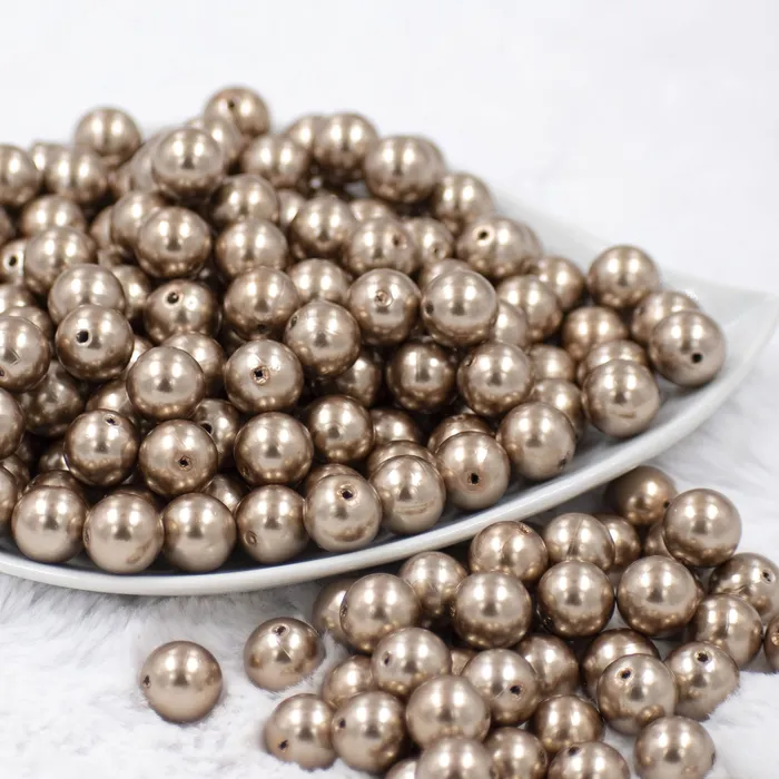 The BumbleBead Company Earrings 12mm Champagne Gold Faux Pearl Acrylic Bubblegum Beads 20 Count The BumbleBead Company Earrings 12mm Champagne Gold Faux Pearl Acrylic Bubblegum Beads 20 Count