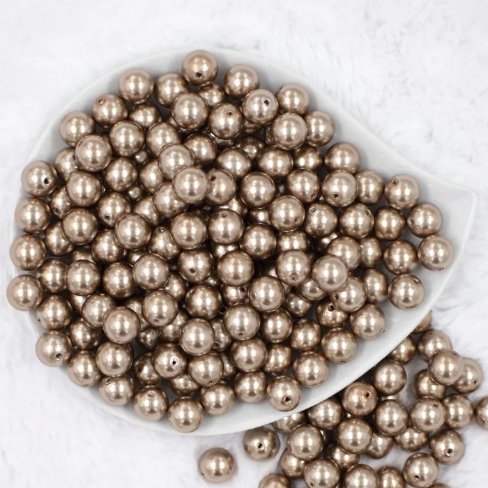 The BumbleBead Company Earrings 12mm Champagne Gold Faux Pearl Acrylic Bubblegum Beads 20 Count