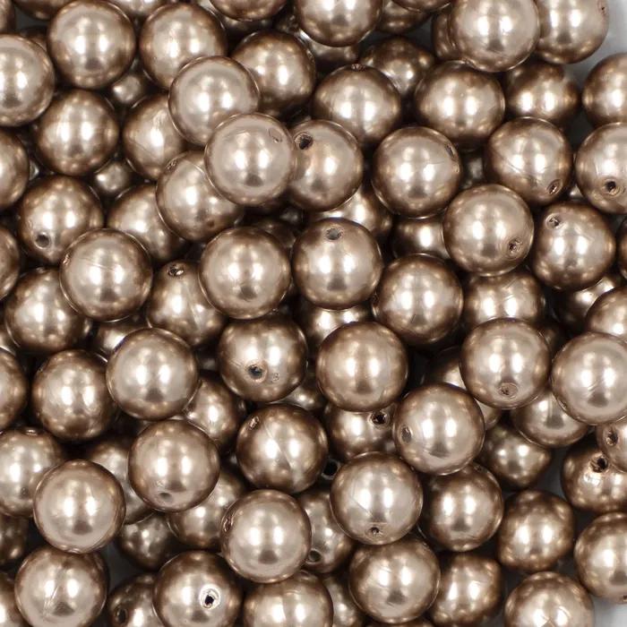 The BumbleBead Company Earrings 12mm Champagne Gold Faux Pearl Acrylic Bubblegum Beads 20 Count
