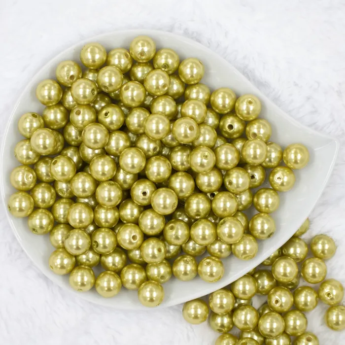 The BumbleBead Company Earrings 12mm Pear Green Faux Pearl Acrylic Bubblegum Beads 20 Count