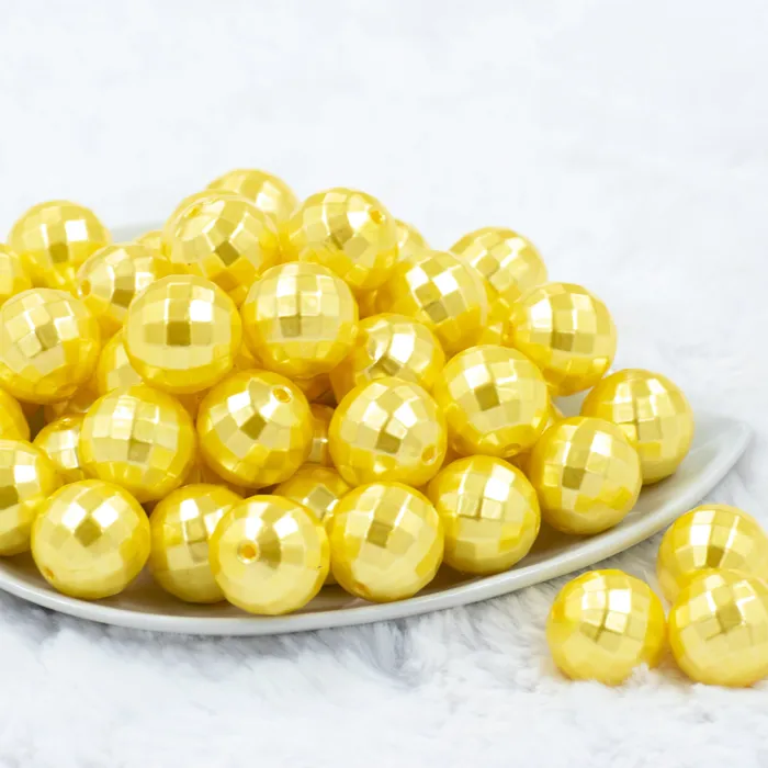 The BumbleBead Company Earrings 20mm Yellow Disco Faceted Pearl Bubblegum Beads The BumbleBead Company Earrings 20mm Yellow Disco Faceted Pearl Bubblegum Beads