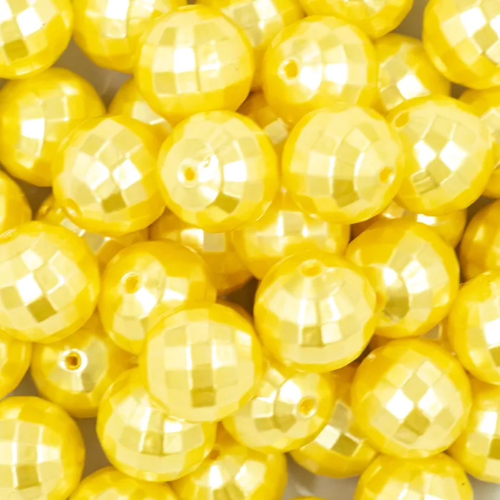 The BumbleBead Company Earrings 20mm Yellow Disco Faceted Pearl Bubblegum Beads