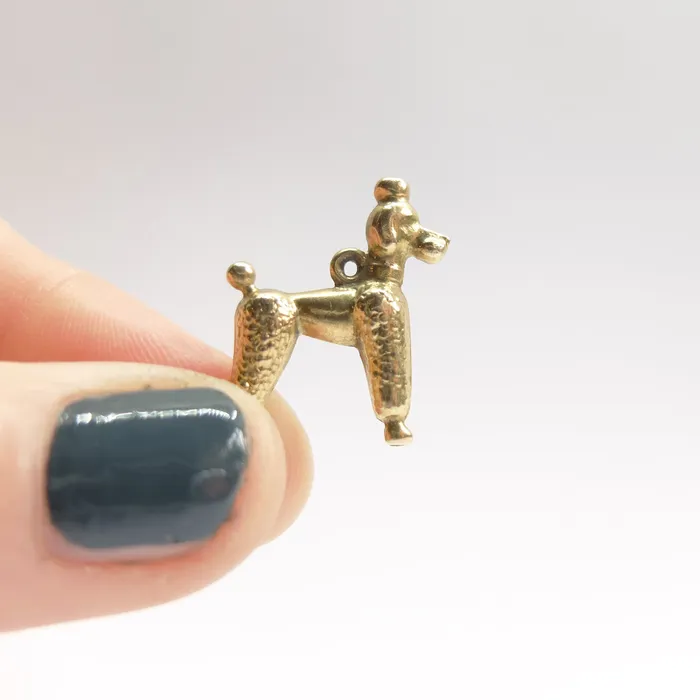 Vintage 9ct Gold Poodle Dog Charm aliceeden Charm Necklaces