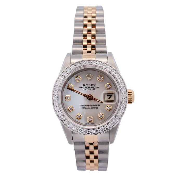 Watches Happy Jewelers Rolex Datejust 26mm MOP Dial Watch Ref 69173