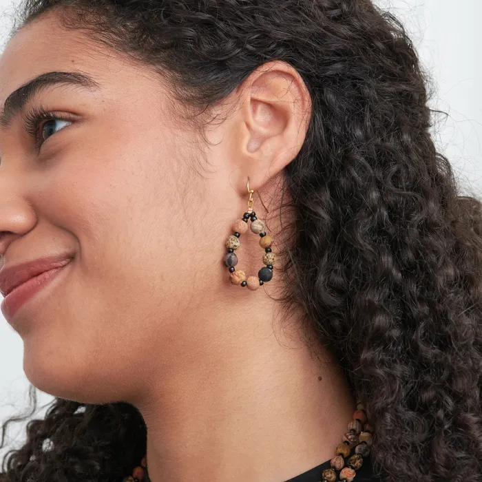 WorldFinds Earrings Kantha Desertscape Teardrop Earrings