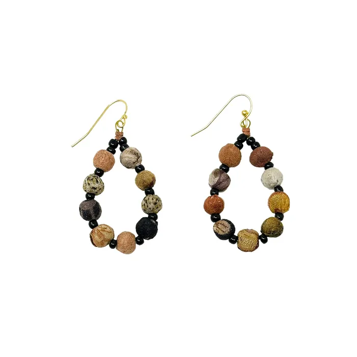 WorldFinds Earrings Kantha Desertscape Teardrop Earrings